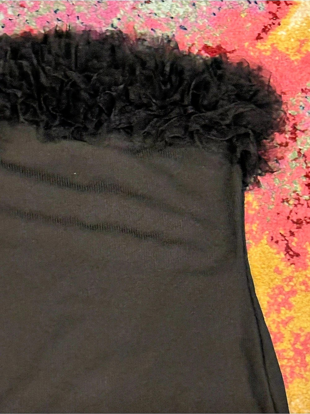 Black Ruffle Trim Mini Dress - Picture 2 of 4